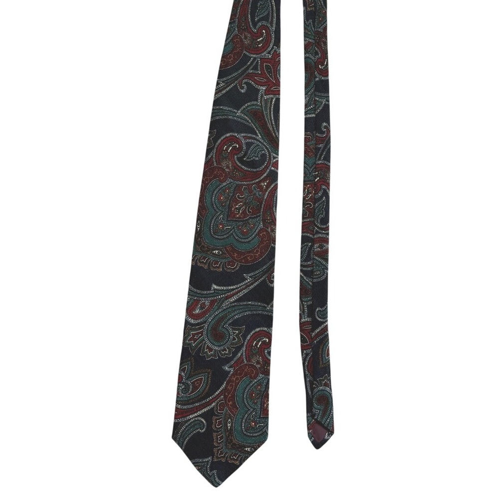 Peterborough Row Mens Silk Paisley Tie Burgundy Navy Green Formal Necktie